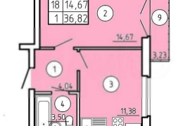 1-к. квартира, 37,4 м², 4/4 эт.