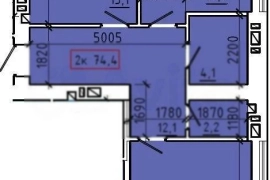 2-к. квартира, 74,4 м², 6/9 эт.