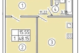 1-к.квартира, 48,2 м², 1/4 этаж