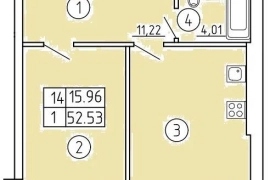 1-к.квартира, 52,5 м², 4/4 этаж