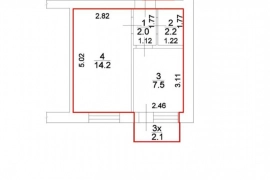 1-комн. квартира, 25,9 м², 3/3

