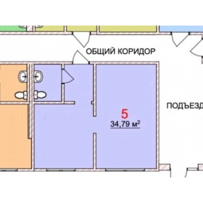 Своб. планировка, 34,7 м², 1/3 эт.