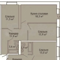 2-к. квартира, 59,9 м², 3/3 эт.